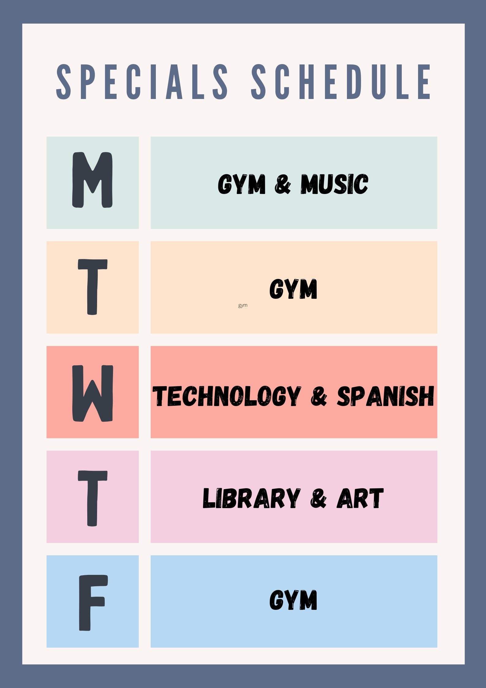 schedule for students